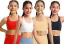 BRAAFEE Pack of 4 Girls Non Padded fully stretchable High Coverage Bra (Multicolor) Girls Sports Non Padded Bra