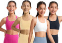 BRAAFEE Pack of 4 Girls Non Padded fully stretchable High Coverage Bra (Multicolor) Girls Sports Non Padded Bra