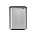 Brabantia Bo Touch Top Kitchen Trash Can with Dual Compartments | Matt Steel FPP | 2 x 8 Gal Inner Buckets | Soft-Close Garbage Can, Light Touch Stay-Open Lid | Fits Against Wall | + Trash Bags
