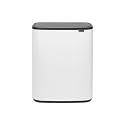 Brabantia Bo Touch Top Kitchen Trash Can with Single Compartment | White | 16 Gal Inner Bucket | Soft-Close Garbage Can, Light Touch Opening, Stay-Open Lid | Fits Against Wall | + Trash Bags