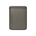 Brabantia Bo Touch Top Kitchen Trash Can with Dual Compartments | Platinum | 2 x 8 Gal Inner Buckets | Soft-Close Garbage Can, Light Touch Opening, Stay-Open Lid | Fits Against Wall | + Trash Bags