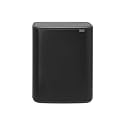 Brabantia Bo Touch Top Kitchen Trash Can with Dual Compartments | Matt Black | 2 x 8 Gal Inner Buckets | Soft-Close Garbage Can, Light Touch Opening, Stay-Open Lid | Fits Against Wall | + Trash Bags
