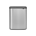 Brabantia Bo Touch Top Kitchen Trash Can with Single Compartment | Matt Steel FPP | 16 Gal Inner Bucket | Soft-Close Garbage Can, Light Touch Opening, Stay-Open Lid | Fits Against Wall | + Trash Bags