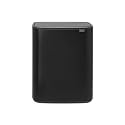 Brabantia Bo Touch Top Kitchen Trash Can with Single Compartment | Matt Black | 16 Gal Inner Bucket | Soft-Close Garbage Can, Light Touch Opening, Stay-Open Lid | Fits Against Wall | + Trash Bags