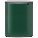 Brabantia Bo Touch Top Kitchen Trash Can with Single Compartment | Pine Green | 16 Gal Inner Bucket | Soft-Close Garbage Can, Light Touch Opening, Stay-Open Lid | Fits Against Wall | + Trash Bags