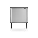 Brabantia Bo Touch Top Kitchen Trash Can with Single Compartment &amp; Raised Legs | Matt Steel FPP | 9.5 Gal Inner Bucket | Soft-Close Garbage Can, Stay-Open Lid | Fits Against Wall | + Trash Bags