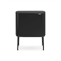 Brabantia Bo Touch Top Kitchen Trash Can with Single Compartment &amp; Raised Legs | Matt Black | 9.5 Gal Inner Bucket | Soft-Close Garbage Can, Stay-Open Lid | Fits Against Wall | + Trash Bags