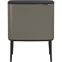 Brabantia Bo Touch Top Kitchen Trash Can with Dual Compartments &amp; Raised Legs | Platinum | 3 + 6 Gal Inner Buckets | Soft-Close Garbage Can, Stay-Open Lid | Fits Against Wall | + Trash Bags