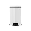 Brabantia New Icon Step Trash Can (5.3 Gal/White) Soft Closing Kitchen Garbage/Recycling Can with Metal Removable Bucket