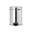 Brabantia Step-On XS Trash Can | Brilliant Steel | 1.3 Gallon / 5L | Bathroom, Bedroom, Office Trash Can with Light Pedal Opening, Handle &amp; Removable Inner Bucket | 8.1 x 10.7 x 11.5 | + Trash Bags