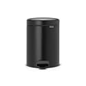 Brabantia New Icon Step Trash Can (1.3 Gal/Matt Black) Soft Closing Kitchen Garbage/Recycling Can with Removable Bucket