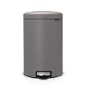 Brabantia Step-On Trash Can | Mineral Concrete Gray | 5.3 Gallon / 20L | Bathroom, Bedroom, Office Trash Can, Light Pedal, Handle &amp; Removable Inner Bucket | 9.9 x 13.3 x 16.2 | + Trash Bags