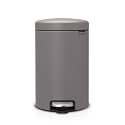Brabantia Step-On Small Trash Can | Mineral Concrete Gray | 3.2 Gallon / 12L | Bathroom, Bedroom, Office Trash Can, Light Pedal, Handle &amp; Removable Inner Bucket | 9.9 x 13.3 x 16.2 | + Trash Bags