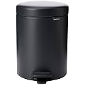 Brabantia NewIcon Small Bathroom Bin with Lid 5L | Odour-Proof Pedal Bin with Removable Inner Bucket for Bathroom, Toilet, or Small Spaces | Mineral Infinite Grey