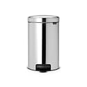 Brabantia Step-On Small Trash Can | Brilliant Steel | 3.2 Gallon / 12L | Bathroom, Bedroom, Office Trash Can, Light Pedal Opening, Handle &amp; Removable Inner Bucket | 9.9 x 13.3 x 16.2 | + Trash Bags