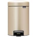 Brabantia Step-On XS Trash Can | Metallic Gold | 0.8 Gallon / 3L | Bathroom, Bedroom, Office Trash Can with Light Pedal Opening, Handle &amp; Removable Inner Bucket | 6.6 x 9.3 x 10.4 | + Trash Bags