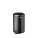 Brabantia Step-On Trash Can | Confident Gray | 5.3 Gallon / 20L | Bathroom, Bedroom, Office Trash Can with Light Pedal Opening, Handle &amp; Removable Inner Bucket | 11.4 x 15 x 18.4 | + Trash Bags