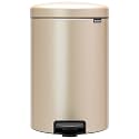 Brabantia Step-On Trash Can | Metallic Gold | 5.3 Gallon / 20L | Bathroom, Bedroom, Office Trash Can with Light Pedal Opening, Handle &amp; Removable Inner Bucket | 11.4 x 15 x 18.4 | + Trash Bags