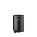 Brabantia Step-On XS Trash Can | Confident Gray | 1.3 Gallon / 5L | Bathroom, Bedroom, Office Trash Can with Light Pedal Opening, Handle &amp; Removable Inner Bucket | 8.1 x 10.7 x 11.5 | + Trash Bags