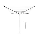 Brabantia Topspinner Outdoor 4 Arm Spinning Clothesline (164 ft/Ø 1.8") Rotating, Folding Clothes Drying Rack + Ground Spike (Gray)