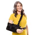 BraceAbility Abduction Shoulder Sling - Rotator Cuff Immobilizer Brace with Padded Relief Support Wedge and Ball for Right or Left Arm Pain From Post-Surgery or Tear Recovery and Subluxation (Medium)
