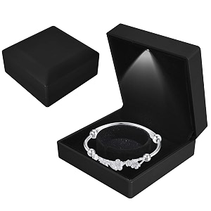 bracelet box with led light velvet jewelry pendant necklace bangle light up storage display case luxury led light bracelet gift box for proposal engagement wedding anniversary 10105cm black