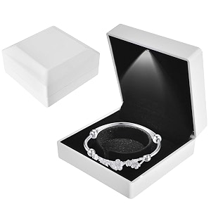 bracelet box with led light velvet jewelry pendant necklace bangle light up storage display case luxury led light bracelet gift box for proposal engagement wedding anniversary 10105cm white