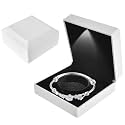 Bracelet Box with LED Light, Velvet Jewelry Pendant Necklace Bangle Light up Storage Display Case, Luxury LED Light Bracelet Gift Box, for Proposal Engagement Wedding Anniversary, 10*10*5cm, White
