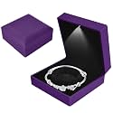 Bracelet Box with LED Light, Velvet Jewelry Pendant Necklace Bangle Light up Storage Display Case, Luxury LED Light Bracelet Gift Box, for Proposal Engagement Wedding Anniversary, 10*10*5cm, Purple