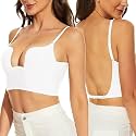 Brachy Womens Low Back Wire Lifting Deep U Shaped Plunge Backless Bra with Convertible Clear Straps Every Day Bra