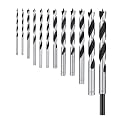 Brad Point Drill Bit Set 12Pcs (1/8" - 1/2"), Wood Drill Bit Set with Double Flutes Design for Hardwood, Plywood, Plastic Round Holes in All Types of Wood