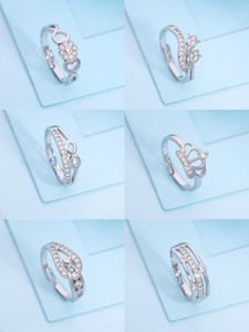 brado jewellery pack of 6 silver plated fashion finger rings combo set for daily  party wear brass diamond silver 800 silver plated ring
