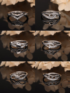 brado jewellery silver 6 pcs ad american diamond adjustable rings combo set for women  girls brass diamond silver plated ring