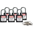 Brady Compact Safety Lock - Black, Keyed Differently (6 Locks) - 118934,1 2/5" H x 1 1/5" W x 5/8" D