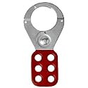 Brady 65376 Vinyl-Coated High Tensile Steel, Red Lockout Hasps, 1.5" Diameter Jaws Size (Pack Of 12)