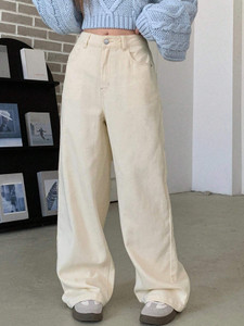 BrahmaniEn Baggy Fit Women Beige Jeans