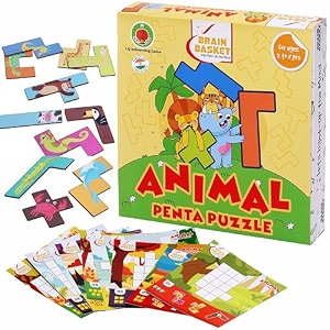 animal penta puzzle - fun animal block puzzle for kids  farm and wild animals block game set jigsaw educational puzzle game ages 2 to 8 years puzzle amp scrabble game for kids
