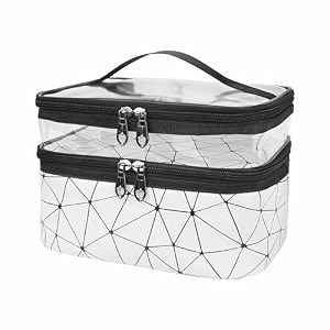 brain freezer double layer travel cosmetic bag makeup pouch for women travel organizer cosmetics case toiletry bags for girls-21x17x15 pink
