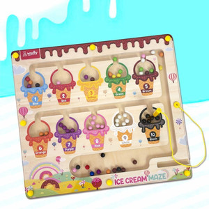 braintastic 4 in 1 montessori magnetic color and number maze board puzzle toy icecream maze
