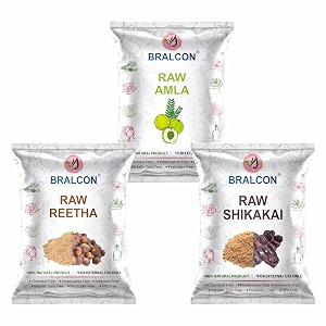 bralcon raw reetha amla amp shikakai combo 300g 100g each  100 natural whole dried herbs  traditional hair amp skin care