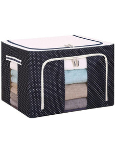 brampton 1 wardrobe box wardrobe organiser folding almira steel frame cloth box oxford fabric large saree cover bag with transparent window - under bed closet wardrobe box cloth almira 66 ltr pack of 1 fabric foldable box steel frame collapsible wardrobe storage organizer bag for blanket quilt clothes kids dress garment shirt saree - 66l storage organizer bag_66l multicolor multicolor box steel frame collapsible wardrobe storage multicolor luggage cover