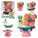 Brand Conquer Suction Cup Spinner Toys Sensory Montessori Educational Toys Cute Animal Food Grade Silicone Baby Bath Toys Convertible Push-and-Go Car Learning Activities Gifts for Baby (Pink)