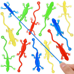 brand home 10 pcs stretchy sticky lizards creative elastic climb wall animal toys for kids sticky lizard gag toy