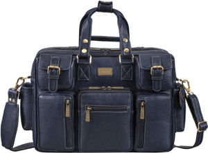 brand leather men blue messenger bag