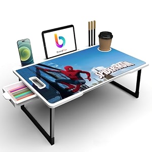 brandflex mini laptop desk for bed study table with drawer tabletmobile holder for kids amp adults white-cotted-spidermans