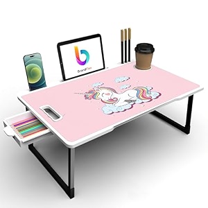 brandflex mini laptop table for bed study table with drawer tabletmobile holder for kids amp adults white-cotted-unicorn