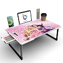 BrandFlex Mini Laptop Table for Bed, Study Table with Drawer, Tablet/Mobile Holder for Kids &amp; Adults (White-COTTED-BARRBIS)