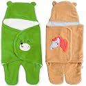 BRANDONN Baby Blanket Newborn Pack of Wearable Swaddle Wrapper Baby Sleeping Bag Baby Towel Bathrobe for Baby Boys and Baby Girls, 0-6 Months Babies