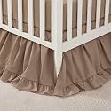 Brandream Ruffles Edge Organic Cotton Crib Skirt Toddler Bedskirt, Brown