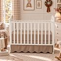 Brandream Scalloped Edge Organic Cotton Crib Skirt Toddler Bedskirt, Brown
